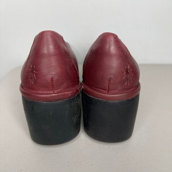 Fly London Beso Burgundy Red Leather Wedge Size 38 - Picture 8 of 11